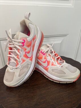 Nike Air Max Women’s Athletic Sneakers — White & Neon Coral Accents